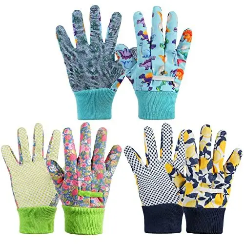 Produktbild: OSDUE 3 Paar Kinder Gartenhandschuhe, Schutzhandschuhe Handschuhe, mit Schaumgummi-Beschichtung für Garten und Arbeitshandschuhe für Mädchen und Jungen(für 6–9 Jahre)