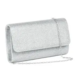 Produktbild: OSDUE Kettentasche, Clutch Damen, Glitzer Abendtasche, Elegante Envelope Tasche Kettentasche Schultertaschen für Hochzeit Party Freizeit Date, Muttertagsgeschenke für Mama (Silber)
