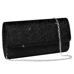Produktbild: OSDUE Kettentasche, Clutch Damen, Schwarz Abendtasche, Elegante Envelope Tasche Kettentasche Schultertaschen für Hochzeit Party Freizeit Date(Schwarz)