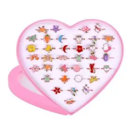 Produktbild: OSDUE Kinderringe Mädchen, 36 Stück Einstellbare Ringe Kinder, Keine Vervielfältigung, Mädchen Ringe Set, Ringe Kindergeburtstag Kinderringe Mädchen für Baby Teenager Partybevorzugung Spielschmuck