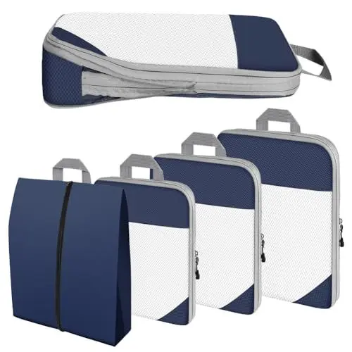 Produktbild: OSDUE 4 Teilige Packwürfel Set für Koffer, Reise Organizer, Koffer Organizer Packing Cubes Compression, Koffer Packtaschen Set, Kompression Koffer Organizer Set, Travel Essentials Kofferorganizer