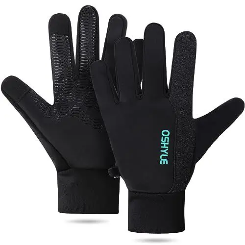 Produktbild: OSHYLE Winterhandschuhe,Anti Rutsch Silikon Gel Touchscreen Winddichte Laufhandschuhe,Thermische weiche warme Futter Fahrradhandschuhe für Männer & Frauen (Grüner See, M)