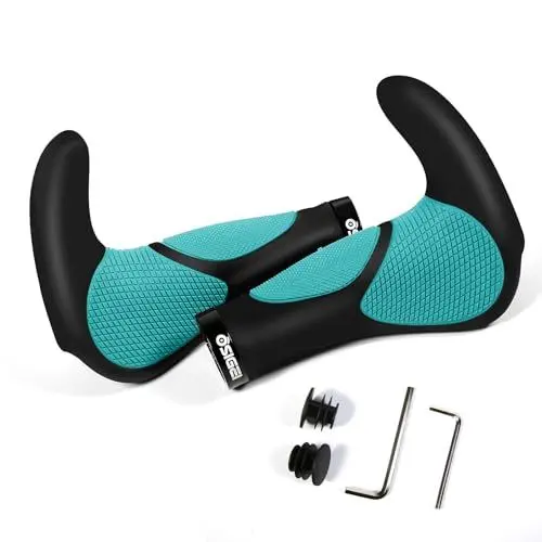 Produktbild: OSIGEI Fahrradgriffe, Ergonomisch Fahrradlenker Rutschfester Lenker Griffe mit Zwei Seiten Lock-On Design Horn Lenkergriffe, 22 mm Fahrrad Griffe Handgriffe für für Fahrrad/E-Bike/BMX UVM (Grün)