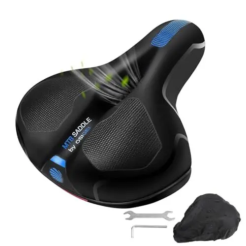 Produktbild: OSIGEI Fahrradsattel Bequem Weich Memory Foam Fahrrad Sattel Ergonomisch Fahrradzubehör Breit Fahrrad Sattel für Stadtfahrten, City MTB Fahrradsitz mit Werkzeug (Blau)