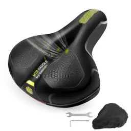 Produktbild: OSIGEI Fahrradsattel, Gel Fahrradsitz, breiter, weicher, komfortabel atmungsaktiv stoßdämpfend, Ergonomisch Fahrrad Sattel mit wasserdichte Abdeckung (gelb)