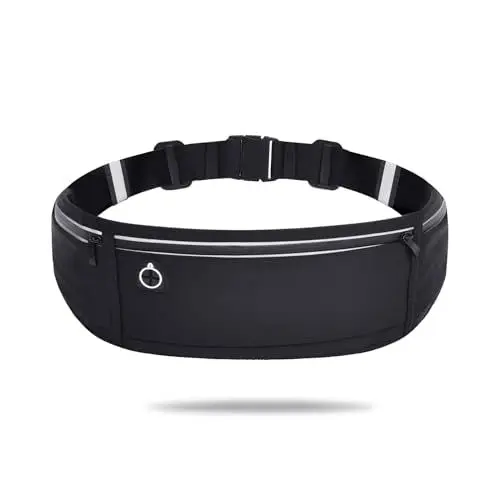 Produktbild: OSIGEI Laufgürtel für Handy Hüfttasche, Lauf Gürteltasche Flache Bauchtasche Jogging Wasserabweisend Lauftasche Klein Duenn Damen Bauchbeutel Sportlich Herren Sport Belt Bum Bag Laufgurt