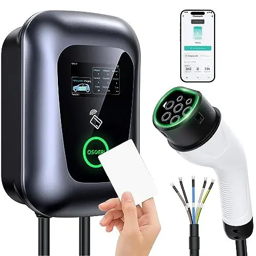 Produktbild: Osoeri EV Ladegeräte,5 m Ladegeräte Für EV-Typ-2-Kabel Mit RFID- und APP-Steuerung, 32 A EV-Ladestation IEC 62196-2, Dreiphasig 22 kW Oder Einphasig 7,36 Max EV-Ladegeräte Für EVs & PHEVs,IP65