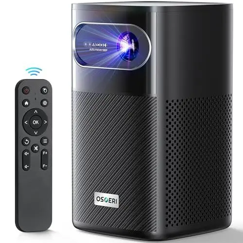 Produktbild: Osoeri Mini Beamer, Mini Projektor 4K, 1080P, Bluetooth, WLAN, Autofokus, 4P Leiter Portable Smart Projector, DLP Videoprojektor Mit 2 * 10 W 3D-Lautsprecher, Staubdichte Full HD Beamer 4K Android TV