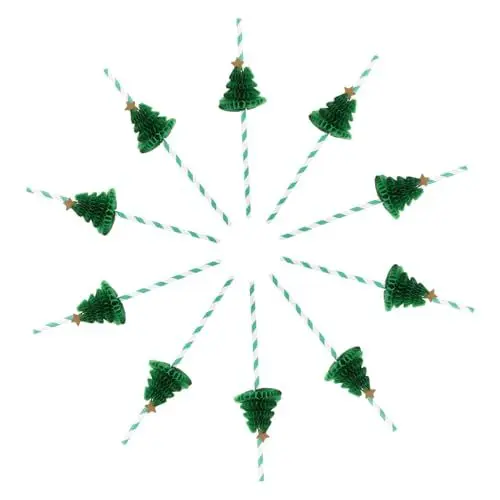 Produktbild: OSOLADY 10 Stück Papier Trinkhalme Waben Papierstrohhalme Weihnachts Papierstrohhalme
