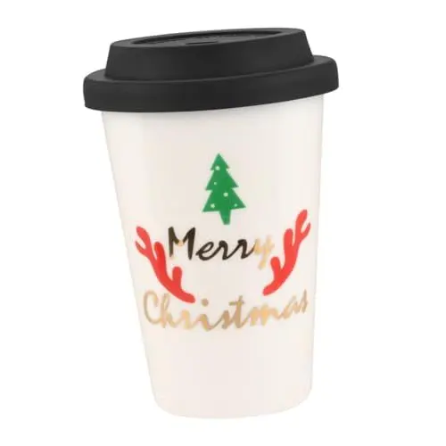 Produktbild: OSOLADY Weihnachtstasse Aus Keramik Mit Deckel Originelle Tasse Isoliert Weihnachtstasse Ohne Henkel Festivaltasse Für Zuhause Und Büro Zufällige Farbe