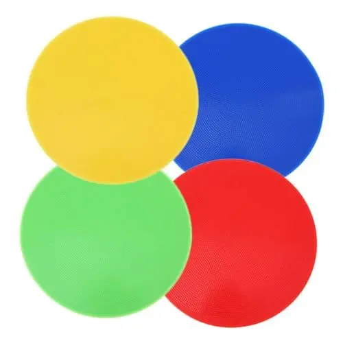 Produktbild: OSOLADY 4 Stück Bodenpunkte für das Klassenzimmer Bunte Bodenmarkierungen Teppichpunkte für das Klassenzimmer Kreismarkierungen für Sport Fußballtraining Schilderscheiben leicht zu reinigen