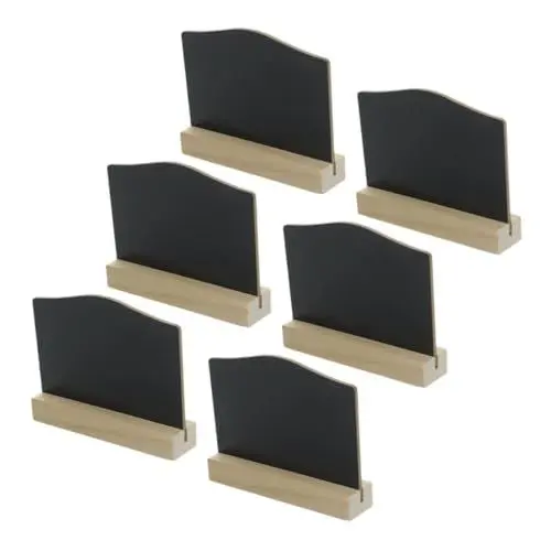 Produktbild: OSOLADY 6St kleine Tafelornamente kleine Kreidetafel Mini-Tafeln mit Ständer Mini-Tafelschilder Holz Schreibtafel Doppelseitige Schreibtafel Visionstafel kleine Tafelschilder hölzern Black