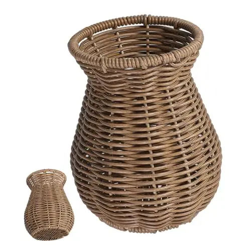Produktbild: OSOLADY Dekorative Vase Geflochtene Blumenvase Hohe Blumenvase Blumenkorbvase Blumenkorb Aus Rattan Hochzeit Blumenvase Bauernvase Mit Blumen Blumenvase Aus Rattan Links Dark Brown Eisen