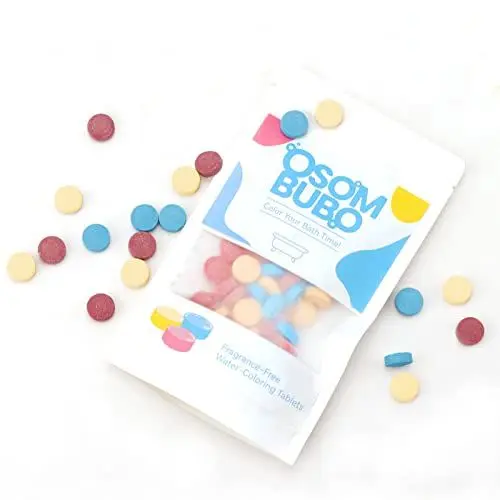 Produktbild: OSOMBUBO Bath Drops - Badefarben für Kinder, 120 Stück, Badekugeln Kinder in Magenta, Gelb und Blau, lehrreiche lustige Badeaktivität, Badespielzeug für Jungen und Mädchen, 2er Pack