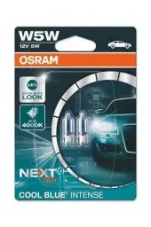Produktbild: OSRAM COOL BLUE INTENSE W5W, bis zu 4.000 K, Halogensignallampe, Doppelblister (2 Lampen), 2825CBN-02B