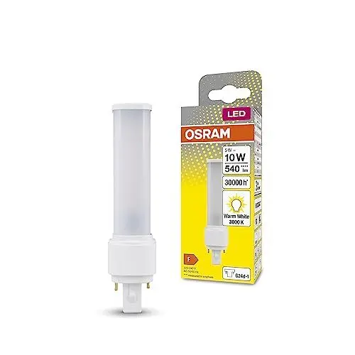Produktbild: OSRAM DULUX LED D10 EM, G24D-1, 5W, 540lm, 3000K, warmweiße Lichtfarbe, zielgerichtete Beleuchtung dank rotierender Endkappe, LED-Ersatz für klassische Kompaktleuchtstofflampen mit Sockel G24D-1