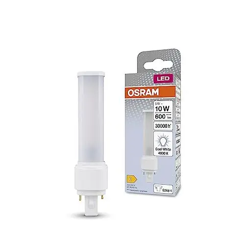 Produktbild: OSRAM DULUX LED D10 EM, G24D-1, 5W, 600lm, 4000K, kaltweiße Lichtfarbe, zzielgerichtete Beleuchtung dank rotierender Endkappe, LED-Ersatz für klassische Kompaktleuchtstofflampen mit Sockel G24D-1