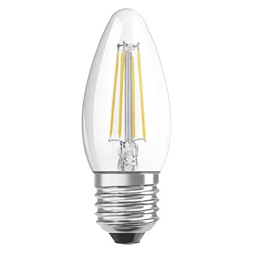 Produktbild: OSRAM Filament LED Lampe mit E27 Sockel, Kerzenform, Warmweiss (2700K), 4W, Ersatz für 40W-Glühbirne, LED Retrofit CLASSIC B, 6er-Pack