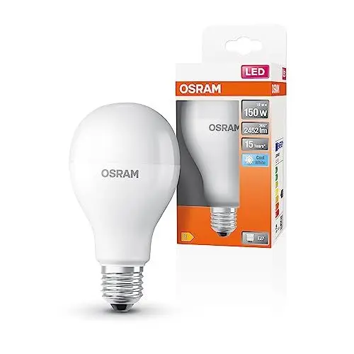 Produktbild: OSRAM LED Star Classic A150 LED Lampe für E27 Sockel, Birnenform, matte Optik, 2452 Lumen, kaltweiß (4000K), Ersatz für herkömmliche 150W Glühbirnen, nicht dimmbar, 1er-Pack