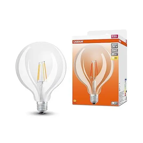 Produktbild: OSRAM LED Star Globe125 LED Lampe für E27 Sockel, Globe-Form, Filament-Optik, 470 Lumen, warmweiß (2700K), Ersatz für herkömmliche 40W Glühbirnen, nicht dimmbar, 1er-Pack