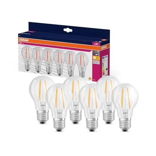 Produktbild: OSRAM LED Star VALUE A60, Vorteilspack mit 6 Leuchtmittel, ersetzt herkömmliche 60W Glühbirnen, warmweiß (2700K), 6.5W, E27 Sockel, mattes Glas, nicht dimmbar