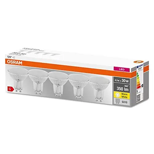 Produktbild: OSRAM Lamps LED-Lampen, Stecksockel, Reflektor PAR16, Glas, Warmweiß, 5er-Pack, 5 Stück