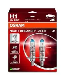 Produktbild: OSRAM NIGHT BREAKER LASER H1, +150% mehr Helligkeit, Halogen-Scheinwerferlampe, 64150NL-2HB, 12V PKW, Hängebox (2 Lampen)
