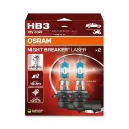 Produktbild: OSRAM NIGHT BREAKER LASER HB3, +150% mehr Helligkeit, Halogen-Scheinwerferlampe, 9005NL-2HB, 12V PKW, Hängebox (2 Lampen), white