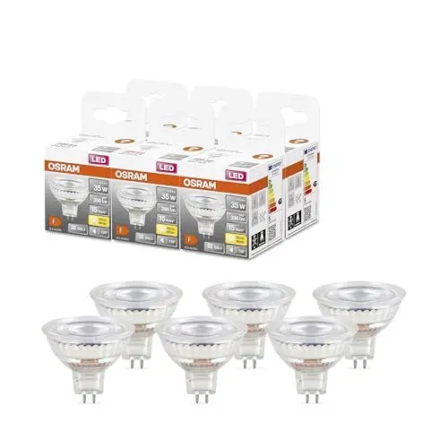 Produktbild: OSRAM Niedervolt-LED-Reflektorlampen MR16 mit Retrofit-Stecksockel, 35 Watts Ersatz, GU5.3, 2700 Kelvin, Glass, 6-er Pack, Dark Gray