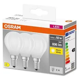 Produktbild: OSRAM Star Filament-Lampe für E14-Sockel, mattes Glas ,Warmweiß (2700K), 806 Lumen, Ersatz für herkömmliche 60W-Leuchtmittel, nicht dimmbar, 3-er Pack