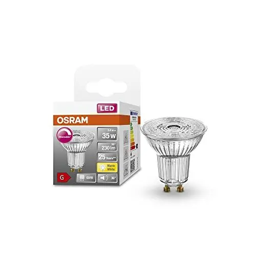 Produktbild: OSRAM Superstar Reflektorlampe für GU10-Sockel, klares Glas ,Warmweiß (2700K), 230 Lumen, Ersatz für herkömmliche 35W-Leuchtmittel, dimmbar, 1-er Pack