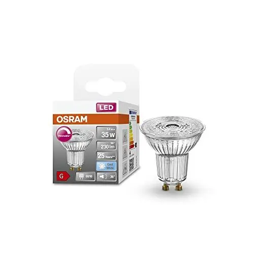 Produktbild: OSRAM Superstar Reflektorlampe für GU10-Sockel, klares Glas ,Warmweiß (2700K), 230 Lumen, Ersatz für herkömmliche 35W-Leuchtmittel, dimmbar, 6-er Pack