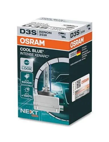 Produktbild: Osram XENARC COOL BLUE INTENSE D3S, +150% mehr Helligkeit, bis zu 6.200K, Xenon-Scheinwerferlampe, LED Look, Faltschachtel (1 Lampe)