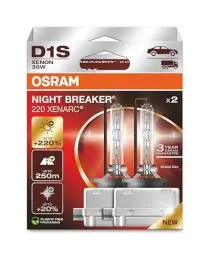 Produktbild: OSRAM XENARC NIGHT BREAKER 220, D1S, +220% mehr Helligkeit, Xenon-Scheinwerferlampe, 66140XN2-2HB, Faltschachtel (2 Lampen)