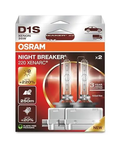 Produktbild: OSRAM XENARC NIGHT BREAKER 220, D1S, +220% mehr Helligkeit, Xenon-Scheinwerferlampe, 66140XN2-2HB, Faltschachtel (2 Lampen)