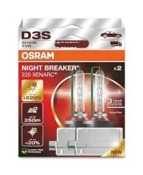 Produktbild: OSRAM XENARC NIGHT BREAKER 220, D3S, +220% mehr Helligkeit, Xenon-Scheinwerferlampe, 66340XN2-2HB, Faltschachtel (2 Lampen)
