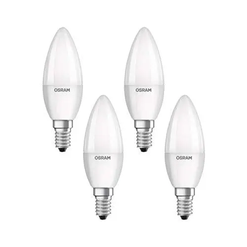 Produktbild: Osram LED Base Classic B Lampe, in Kerzenform mit E14-Sockel, nicht dimmbar, Ersetzt 40 Watt, Matt, Kaltweiß - 4000 Kelvin, 4er-Pack