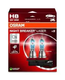 Produktbild: OSRAM NIGHT BREAKER LASER H8, +150% mehr Helligkeit, Halogen-Scheinwerferlampe, 64212NL-2HB, 12V PKW, Hängebox (2 Lampen)