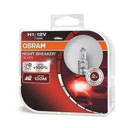 Produktbild: Osram Night Breaker Silver H1, +100% mehr Helligkeit, Halogen-Scheinwerferlampe, 64150NBS-HCB, 12V Pkw, Duo Box (2 Lampen)