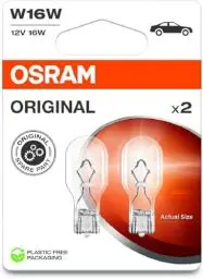 Produktbild: Osram ORIGINAL LINE 12V, W16W, Signallampen mit Glasquetschsockel, Doppelblister (2 Lampen), white