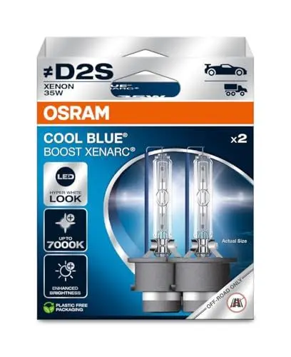 Produktbild: Osram XENARC® Cool Blue Boost, D2S, Xenon Headlight Lamps, 7000K, Hanging folding box (2 lamps), offroad use only, Weiss/opulenter Garten