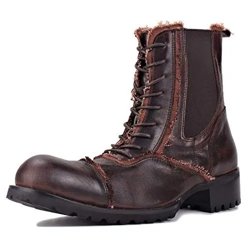 Produktbild: OSSTONE Herren Leder chukkastiefel Worker Biker Boots-Motorrad-Leder-Schuhe für Schnürstiefeletten Boots OS-JH101-Brown-9