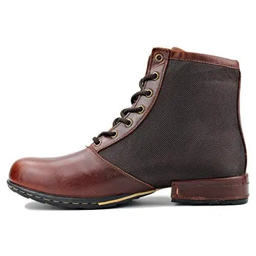 Produktbild: OSSTONE Herren leder chukkastiefel Worker biker boots-motorrad-leder-schuhe für Schnürstiefeletten boots 5008-2-Rot-Braun 13