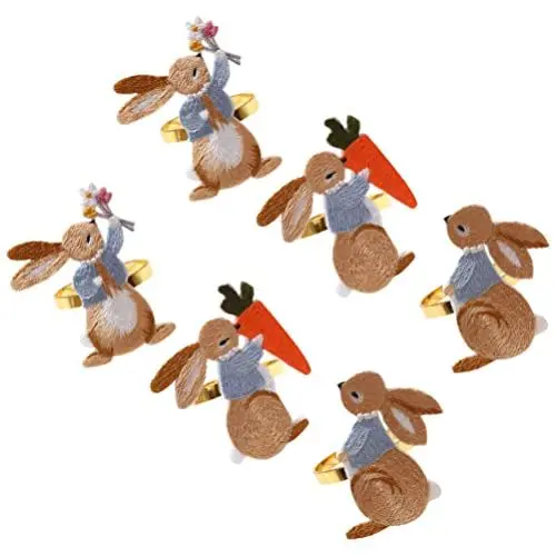 Produktbild: Osterhase Serviette Ringe Set: 6 Stücke Metall Kaninchen Serviettenhalter Tier Serviette Ringe Hase Tischdekor Für Frühling Ostern Party Bankett Abendessen