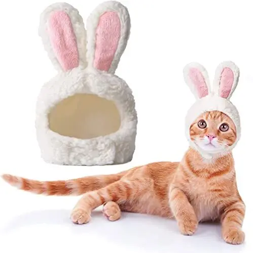 Produktbild: Osterkostüm für Katzen, lustiges Katzenoutfit, einstellbare Größe, Häschenkostüm für Katzen und Welpen, Hasenohren für Oster-Cosplay