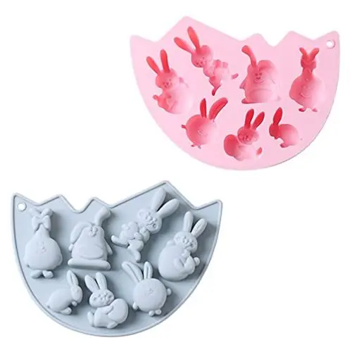 Produktbild: Ostern Schokoladenformen Silikon Osterhase Silikonformen: Kaninchen 3D Silikonformen 2 Stücke für Fondant Schokolade Marzipan Kuchen Gelee Eiswürfel Muffin Süßigkeiten Ostern Party