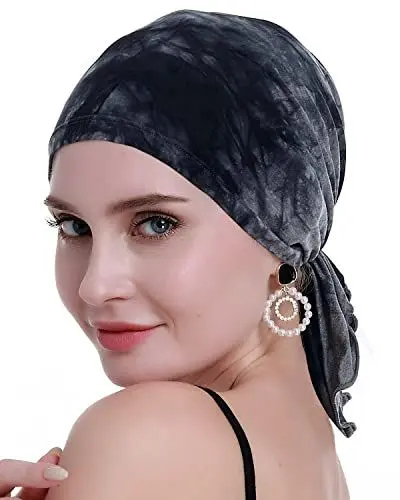 Produktbild: osvyo Bambus Chemo Kopfbedeckung für Frauen Haarausfall -Krebspatienten Kopfbedeckung Turban in Versiegelter Verpackung SCHWARZ