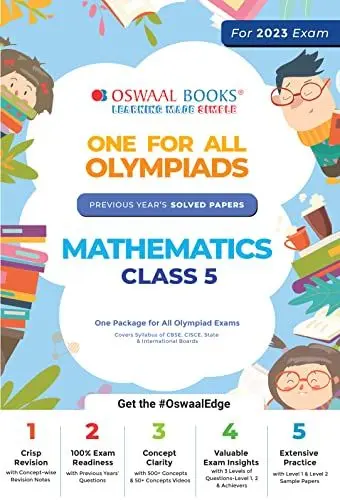 Produktbild: Oswaal One For All Olympiad Previous Years' Solved Papers, Class-5 Mathematics Book (For 2022-23 Exam): Mathematics Class-5
