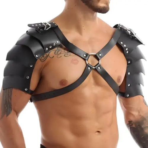 Produktbild: Osznmmg Harness Männer Leder Brust, Verstellbare Brustpanzer Bondage, Gay Herren Leder Brustpanzer, Sexy Dessous, Körper Bondage Brustgurt Fetisch, für Party Kostüme, Clubwear