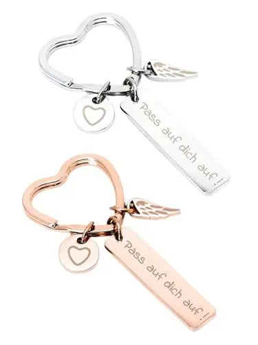 Produktbild: OTAIVE 2 Stück Schutzengel Schlüsselanhänger Herz Glücksbringer Schlüsselanhänger schlüsselanhänger auto personalisiert Auto Schlüsselanhänger für Frauen Beste Freundin(Roségold, Silber)